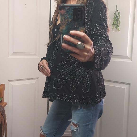 Christopher & Banks embroidered light Cardigan Black and White Large - Picture 5 of 12